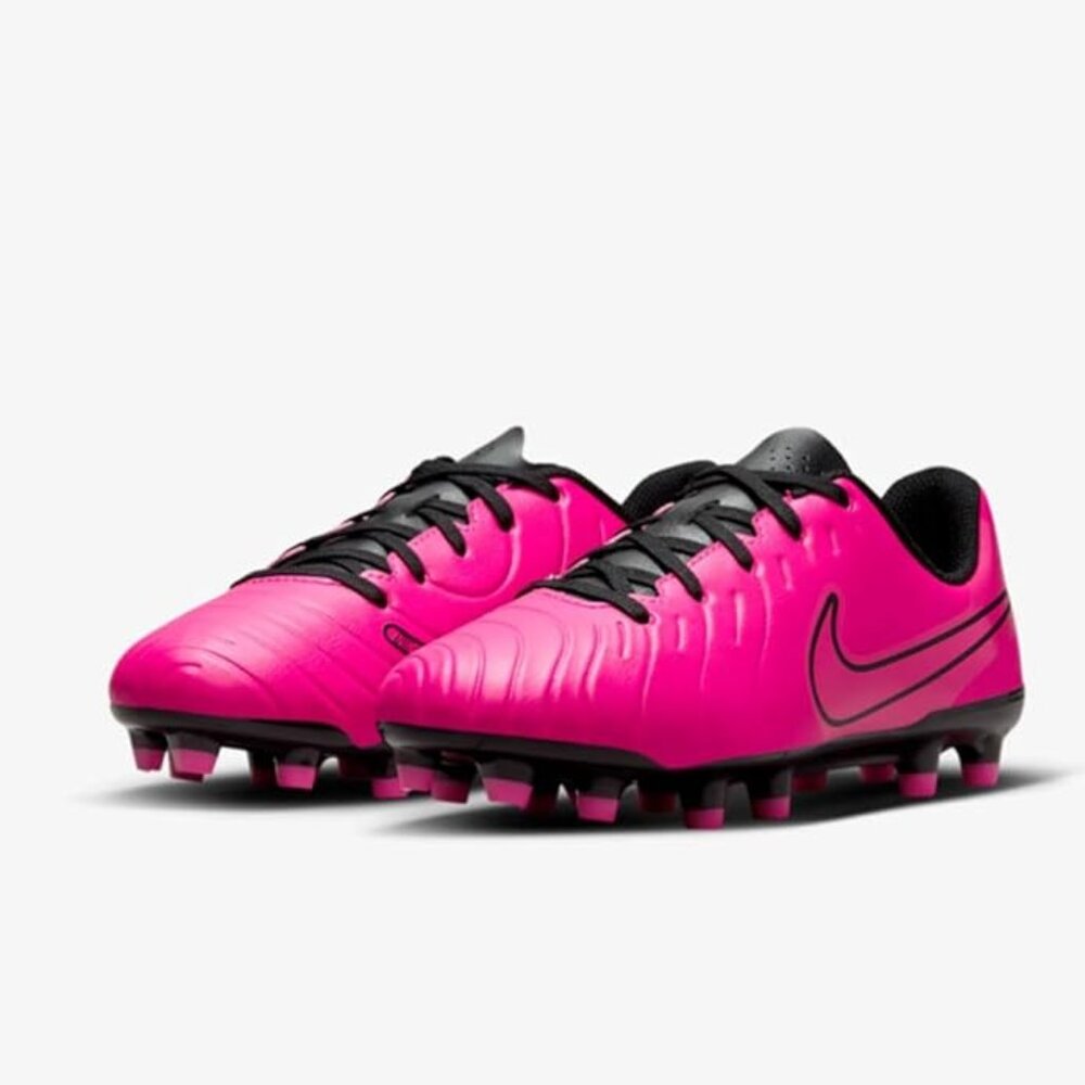 Nike JR Tiempo Legend Club FG/MG Pink Black Soccer Cleats DV4352 600 Gs Sz